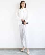 FKLFD11150 MK MICHEL KLEIN(MK ミッシェルクラン) ダブルクロス テーパードパンツ/セットアップ対応/防シワ/ストレッチ/洗える グレージュ