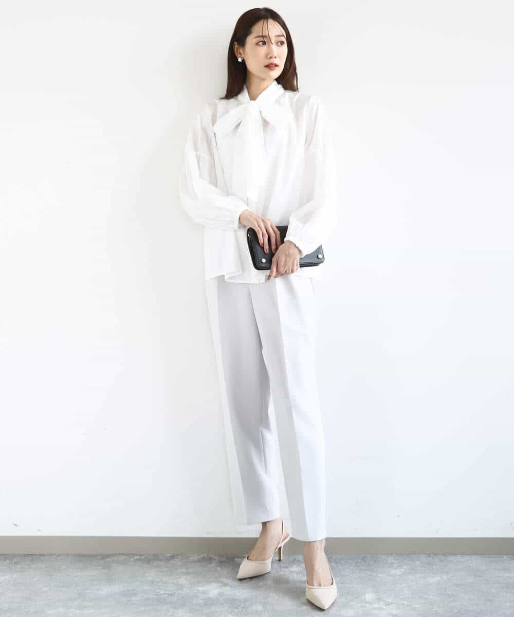 FKLFD11150 MK MICHEL KLEIN(MK ミッシェルクラン) ダブルクロス テーパードパンツ/セットアップ対応/防シワ/ストレッチ/洗える グレージュ