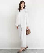 FKLFD11150 MK MICHEL KLEIN(MK ミッシェルクラン) ダブルクロス テーパードパンツ/セットアップ対応/防シワ/ストレッチ/洗える グレージュ