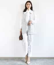 FKLFD11150 MK MICHEL KLEIN(MK ミッシェルクラン) ダブルクロス テーパードパンツ/セットアップ対応/防シワ/ストレッチ/洗える グレージュ