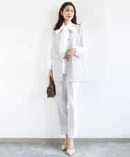 FKLFD11150 MK MICHEL KLEIN(MK ミッシェルクラン) ダブルクロス テーパードパンツ/セットアップ対応/防シワ/ストレッチ/洗える グレージュ