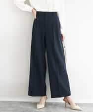 FKLFD15170 MK MICHEL KLEIN(MK ミッシェルクラン) 2タックストレートワイドパンツ/洗える ネイビー