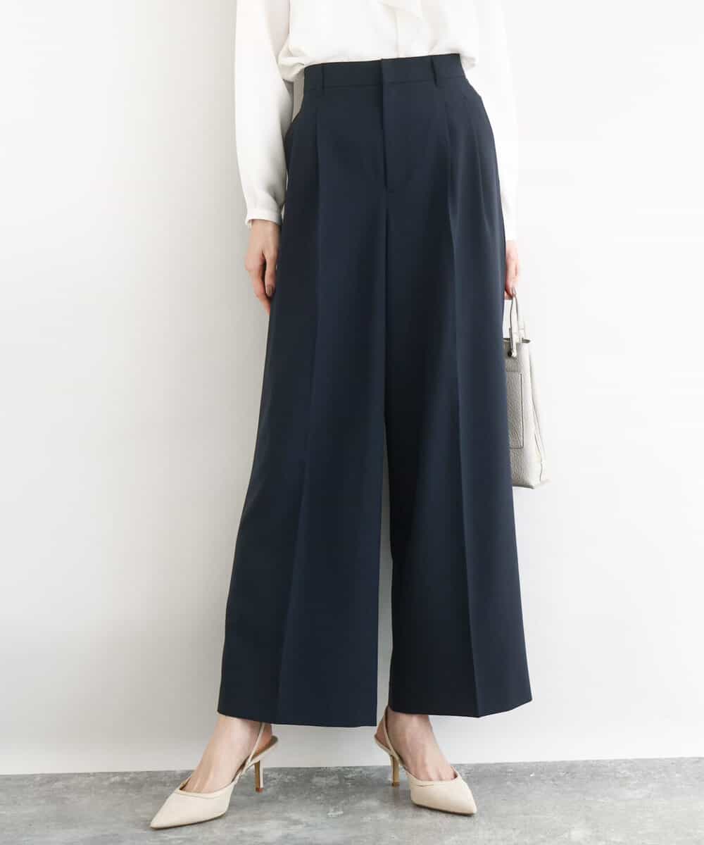 FKLFD15170 MK MICHEL KLEIN(MK ミッシェルクラン) 2タックストレートワイドパンツ/洗える ベージュ