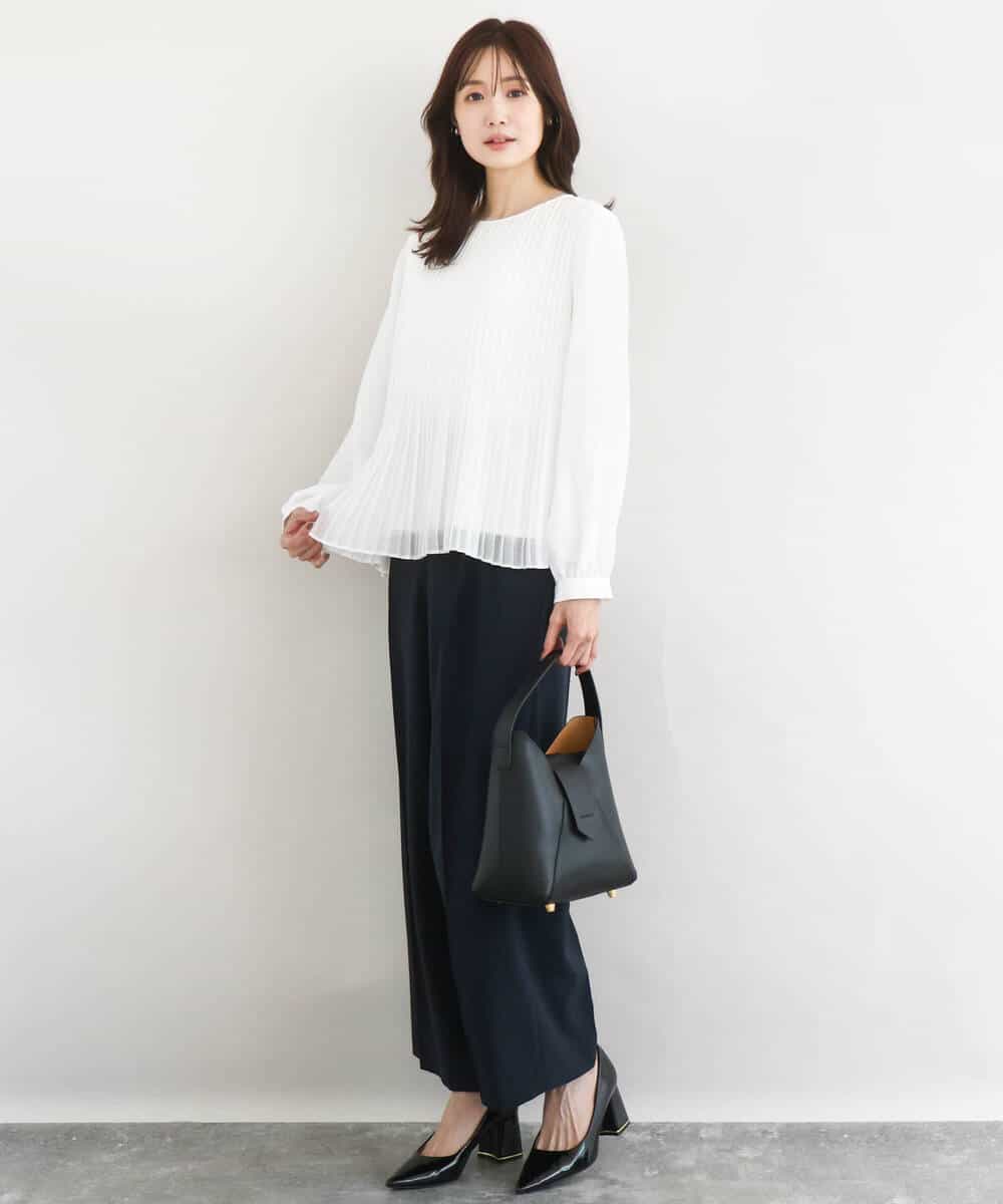 FKLFD15170 MK MICHEL KLEIN(MK ミッシェルクラン) 2タックストレートワイドパンツ/洗える ベージュ