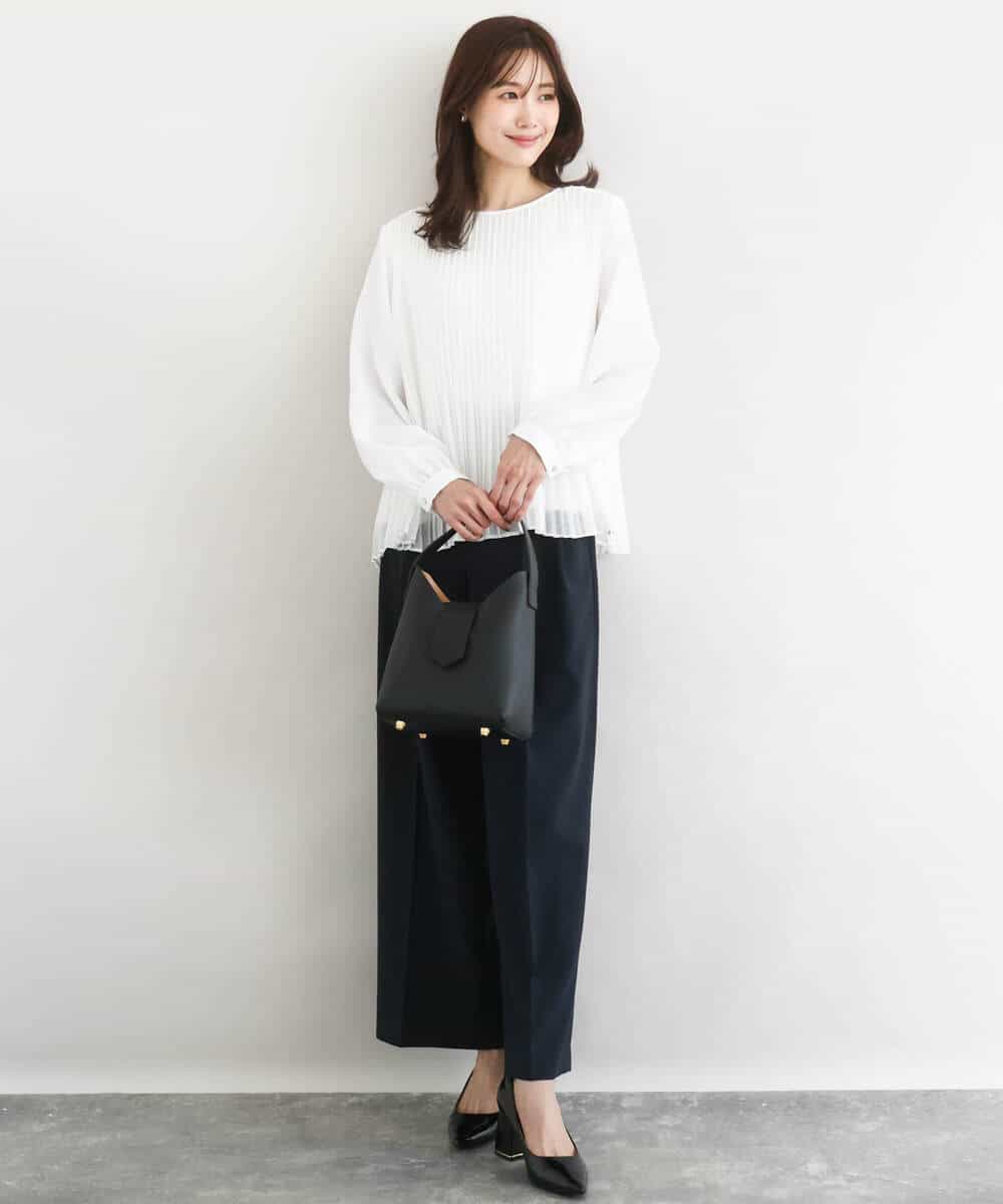 FKLFD15170 MK MICHEL KLEIN(MK ミッシェルクラン) 2タックストレートワイドパンツ/洗える ベージュ