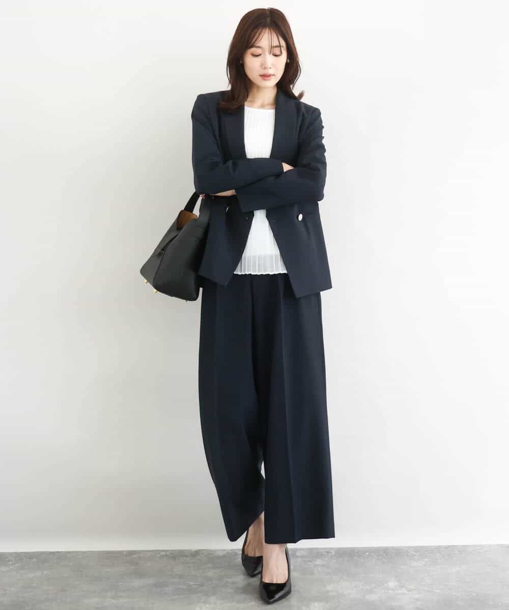 FKLFD15170 MK MICHEL KLEIN(MK ミッシェルクラン) 2タックストレートワイドパンツ/洗える ベージュ