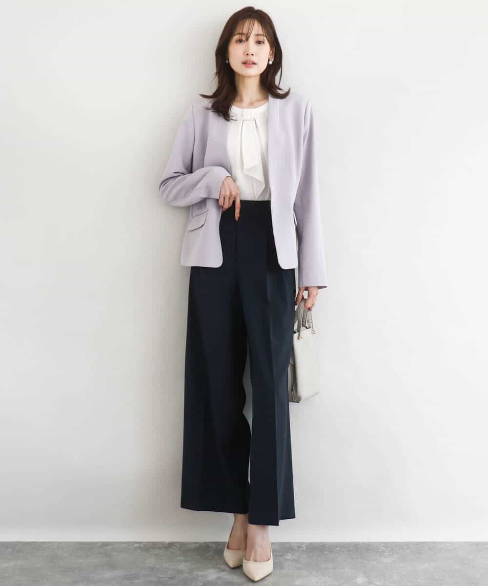 FKLFD15170 MK MICHEL KLEIN(MK ミッシェルクラン) 2タックストレートワイドパンツ/洗える ベージュ