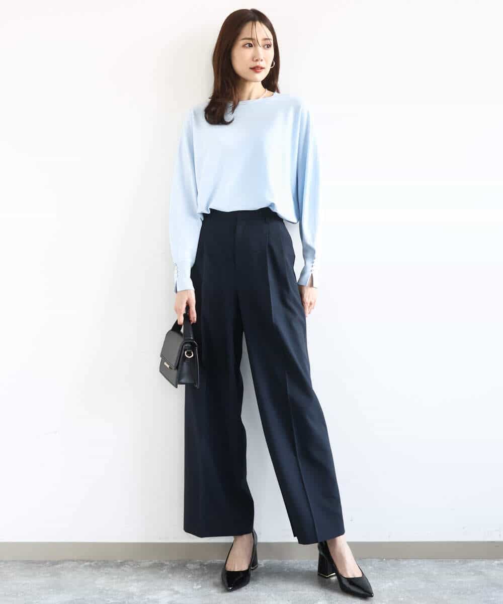 FKLFD15170 MK MICHEL KLEIN(MK ミッシェルクラン) 2タックストレートワイドパンツ/洗える ベージュ