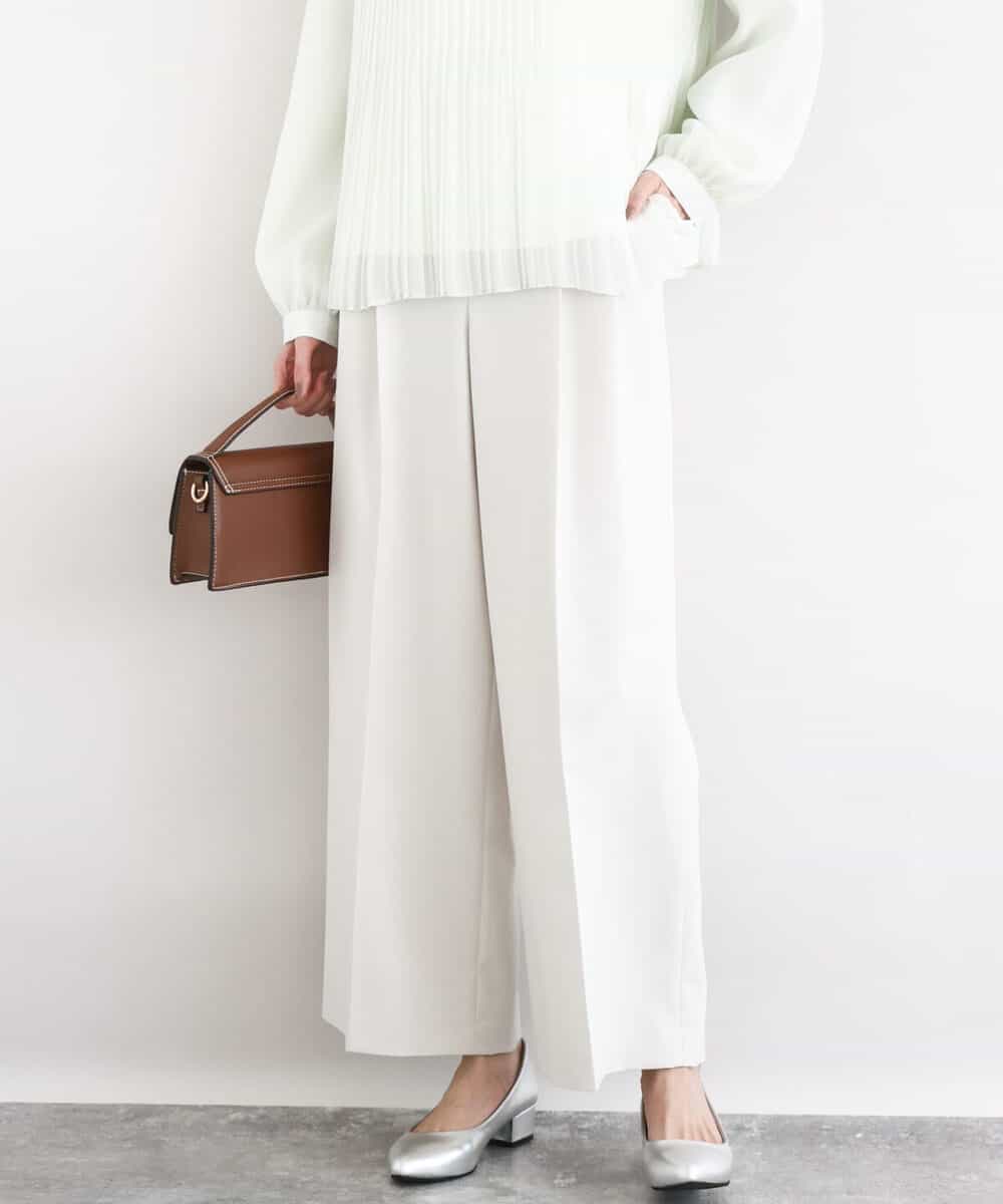 FKLFD15170 MK MICHEL KLEIN(MK ミッシェルクラン) 2タックストレートワイドパンツ/洗える ベージュ