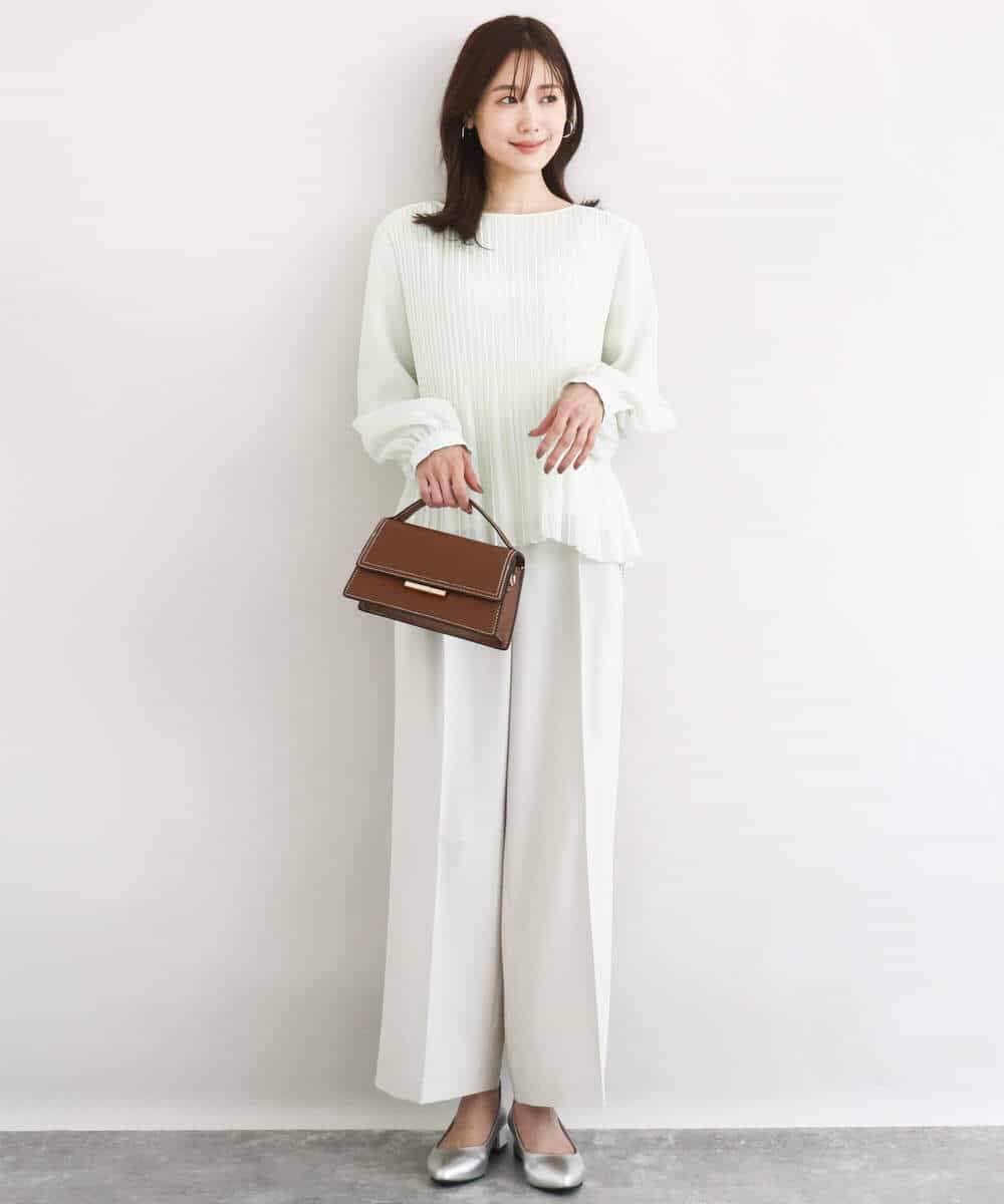 FKLFD15170 MK MICHEL KLEIN(MK ミッシェルクラン) 2タックストレートワイドパンツ/洗える ベージュ