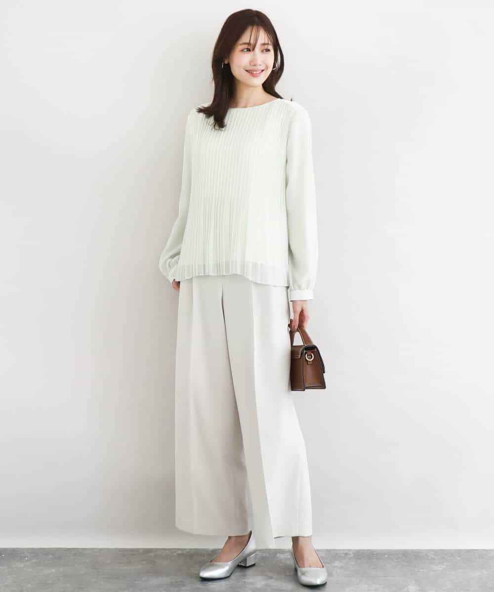 FKLFD15170 MK MICHEL KLEIN(MK ミッシェルクラン) 2タックストレートワイドパンツ/洗える ベージュ