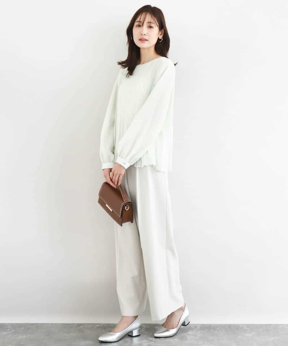 FKLFD15170 MK MICHEL KLEIN(MK ミッシェルクラン) 2タックストレートワイドパンツ/洗える ベージュ