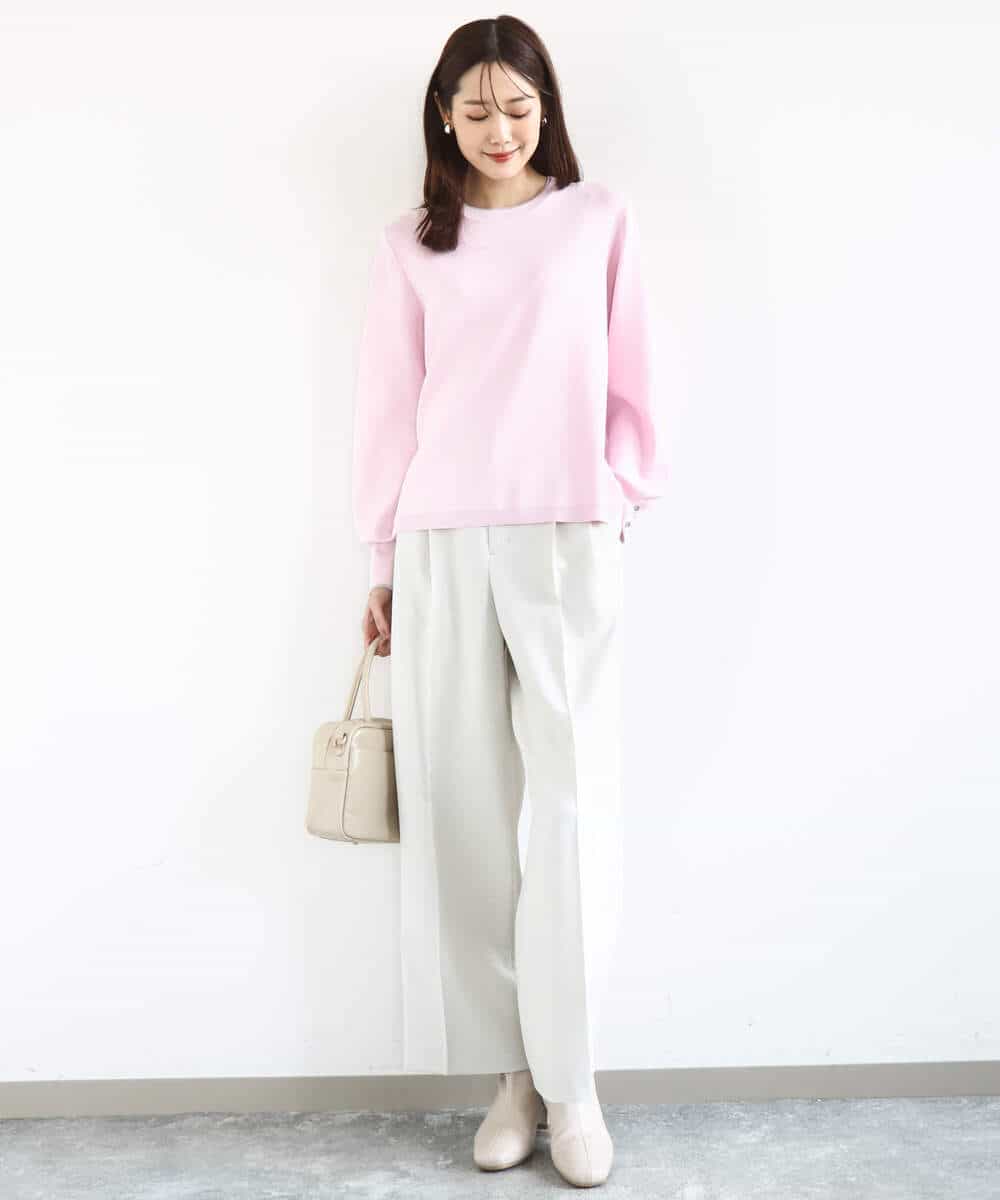 FKLFD15170 MK MICHEL KLEIN(MK ミッシェルクラン) 2タックストレートワイドパンツ/洗える ベージュ