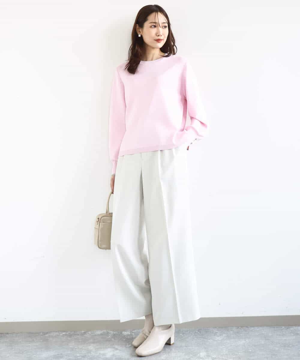 FKLFD15170 MK MICHEL KLEIN(MK ミッシェルクラン) 2タックストレートワイドパンツ/洗える ベージュ