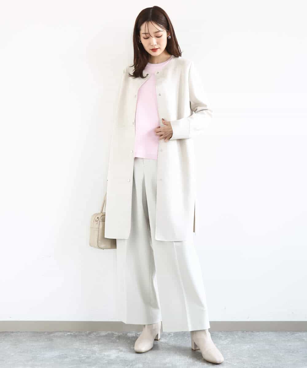 FKLFD15170 MK MICHEL KLEIN(MK ミッシェルクラン) 2タックストレートワイドパンツ/洗える ベージュ