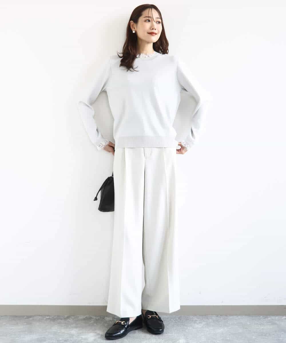 FKLFD15170 MK MICHEL KLEIN(MK ミッシェルクラン) 2タックストレートワイドパンツ/洗える ベージュ