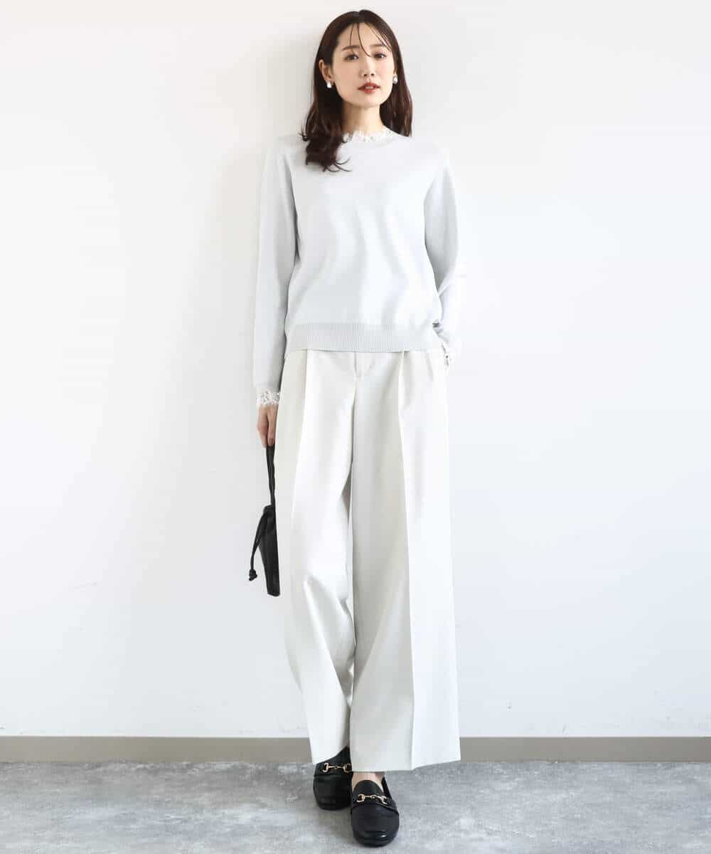 FKLFD15170 MK MICHEL KLEIN(MK ミッシェルクラン) 2タックストレートワイドパンツ/洗える ベージュ