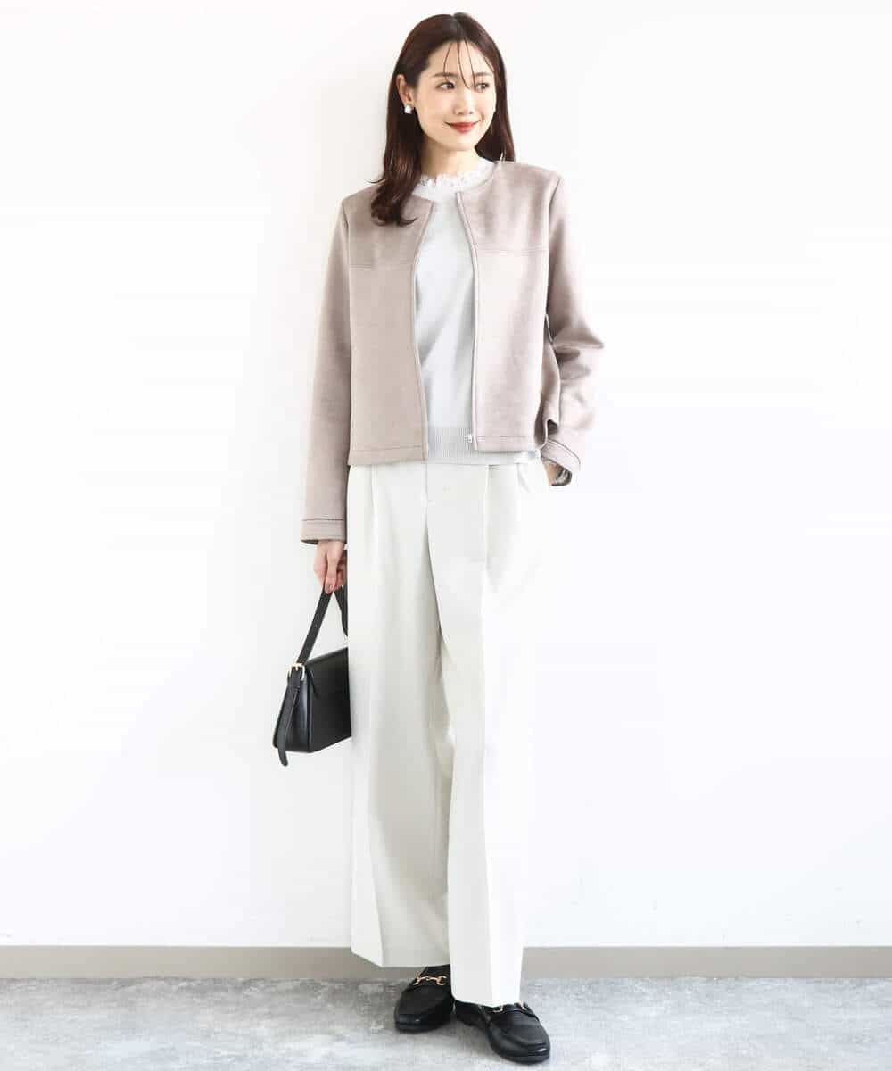 FKLFD15170 MK MICHEL KLEIN(MK ミッシェルクラン) 2タックストレートワイドパンツ/洗える ベージュ