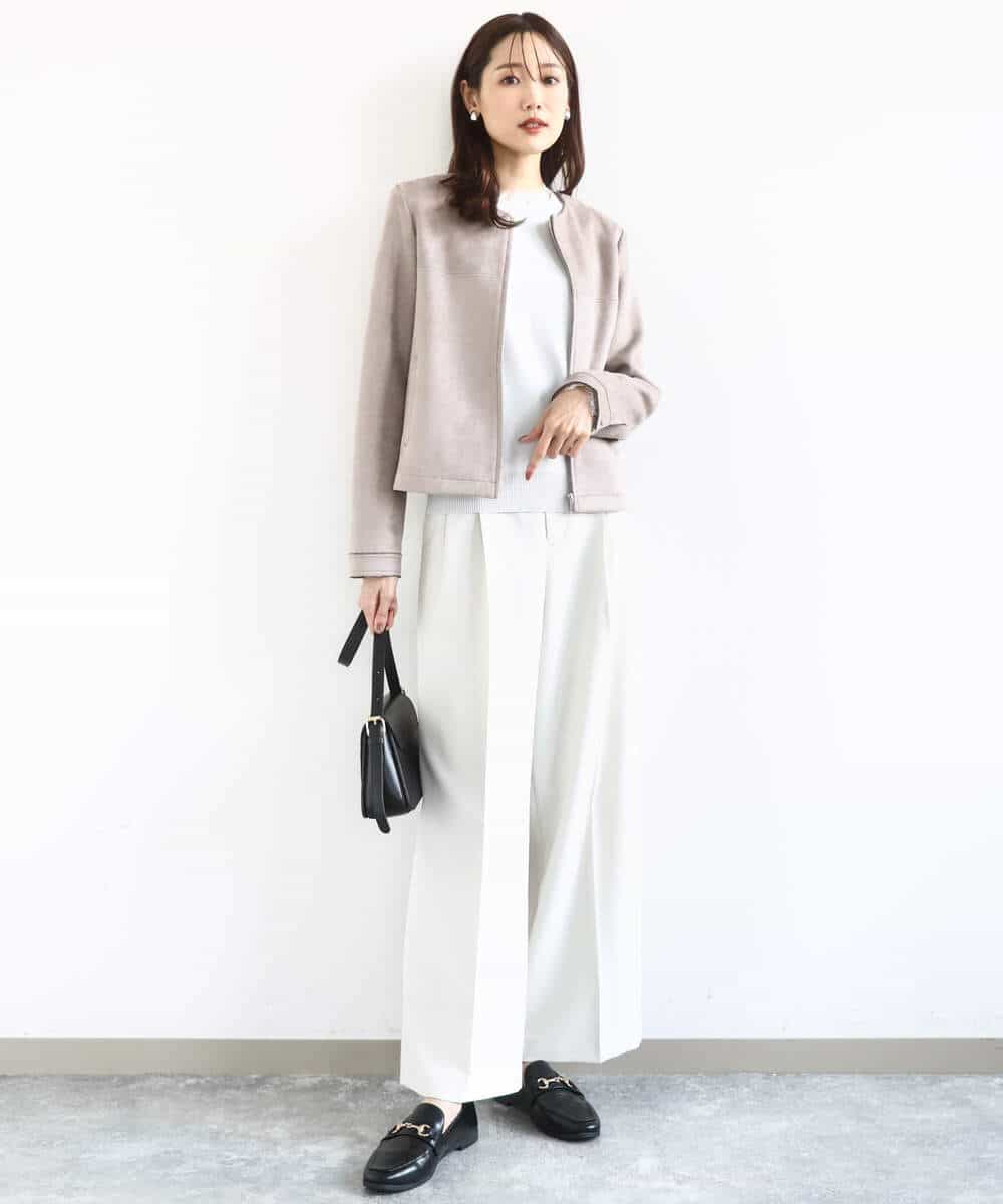 FKLFD15170 MK MICHEL KLEIN(MK ミッシェルクラン) 2タックストレートワイドパンツ/洗える ベージュ