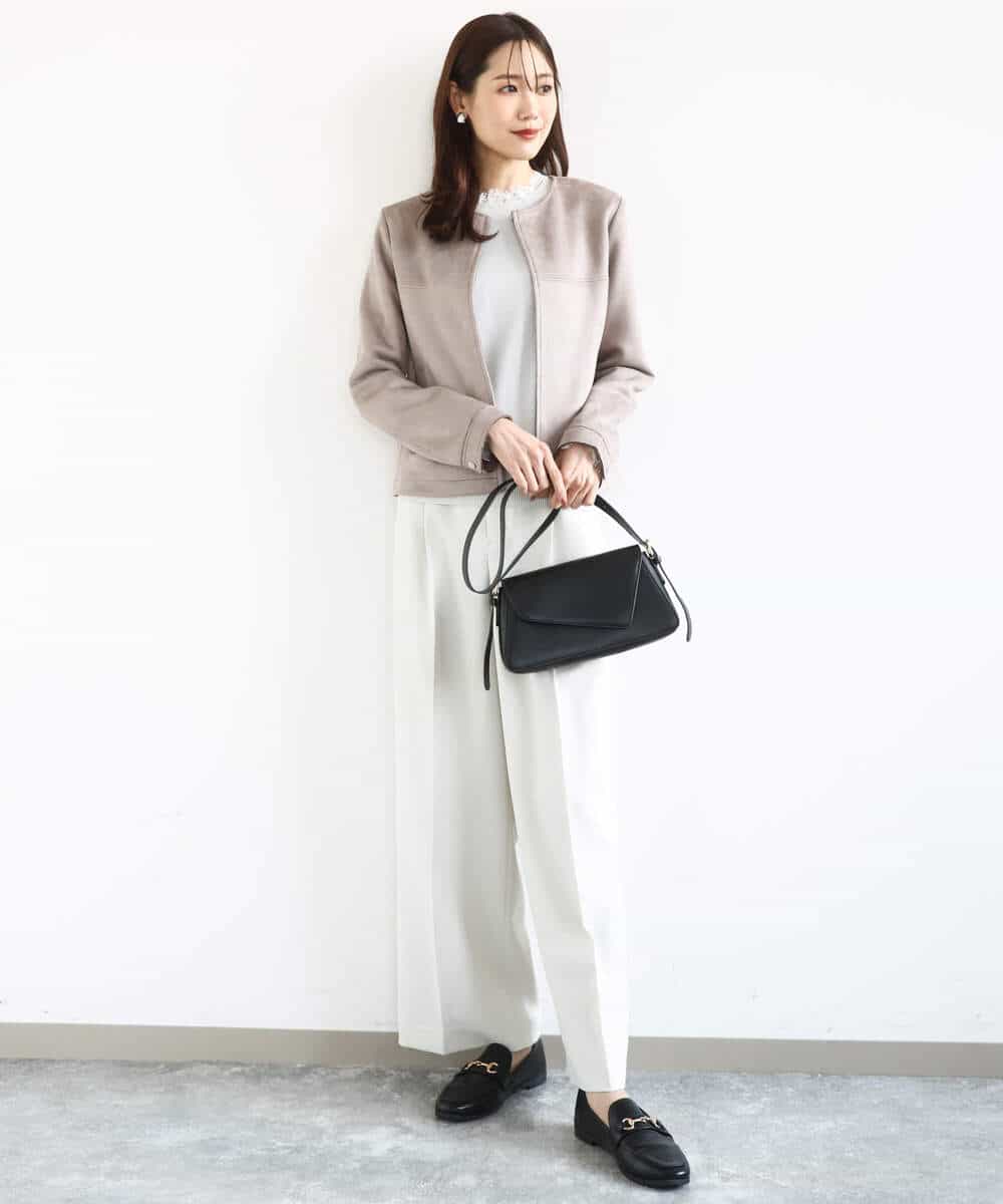 FKLFD15170 MK MICHEL KLEIN(MK ミッシェルクラン) 2タックストレートワイドパンツ/洗える ベージュ