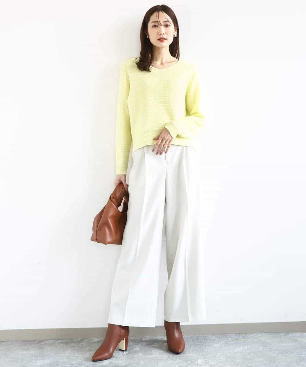 FKLFD15170 MK MICHEL KLEIN(MK ミッシェルクラン) 2タックストレートワイドパンツ/洗える ベージュ