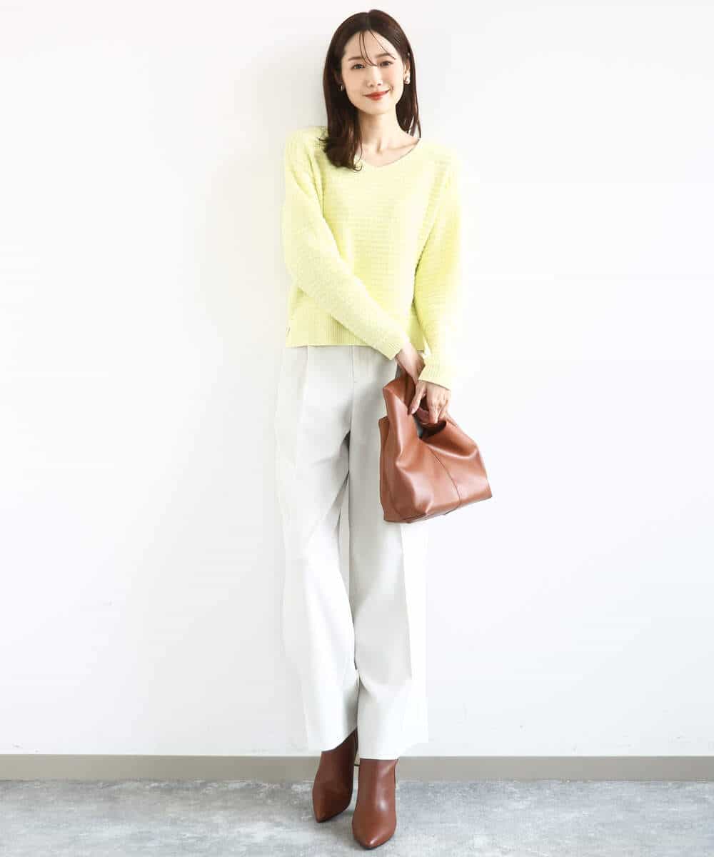 FKLFD15170 MK MICHEL KLEIN(MK ミッシェルクラン) 2タックストレートワイドパンツ/洗える ベージュ