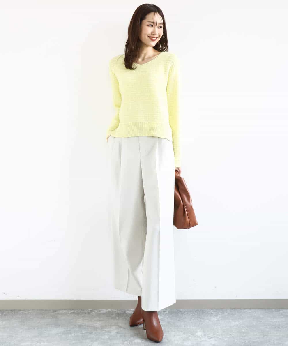 FKLFD15170 MK MICHEL KLEIN(MK ミッシェルクラン) 2タックストレートワイドパンツ/洗える ベージュ