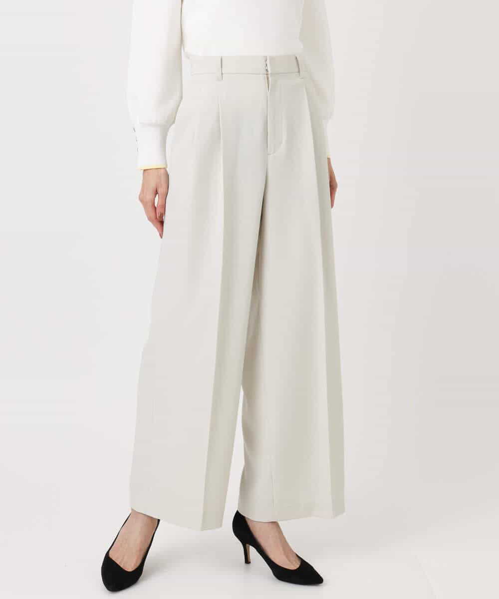 FKLFD15170 MK MICHEL KLEIN(MK ミッシェルクラン) 2タックストレートワイドパンツ/洗える ベージュ