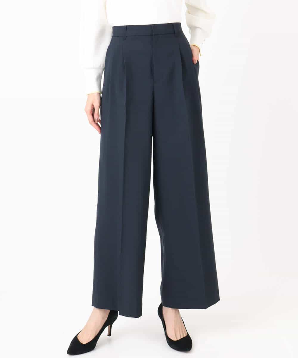 FKLFD15170 MK MICHEL KLEIN(MK ミッシェルクラン) 2タックストレートワイドパンツ/洗える ベージュ