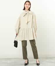 FKLFS20130 MK MICHEL KLEIN(MK ミッシェルクラン) サテン地細身ストレートパンツ/洗える ブルーグレー