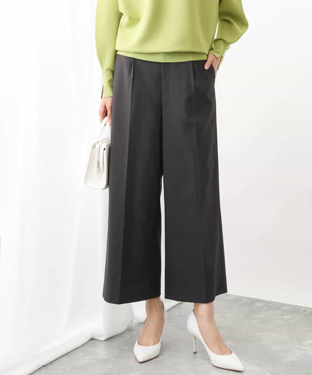 FKLFV14150 MK MICHEL KLEIN(MK ミッシェルクラン) ストレッチワイドクロップドパンツ/洗える ダークグレー