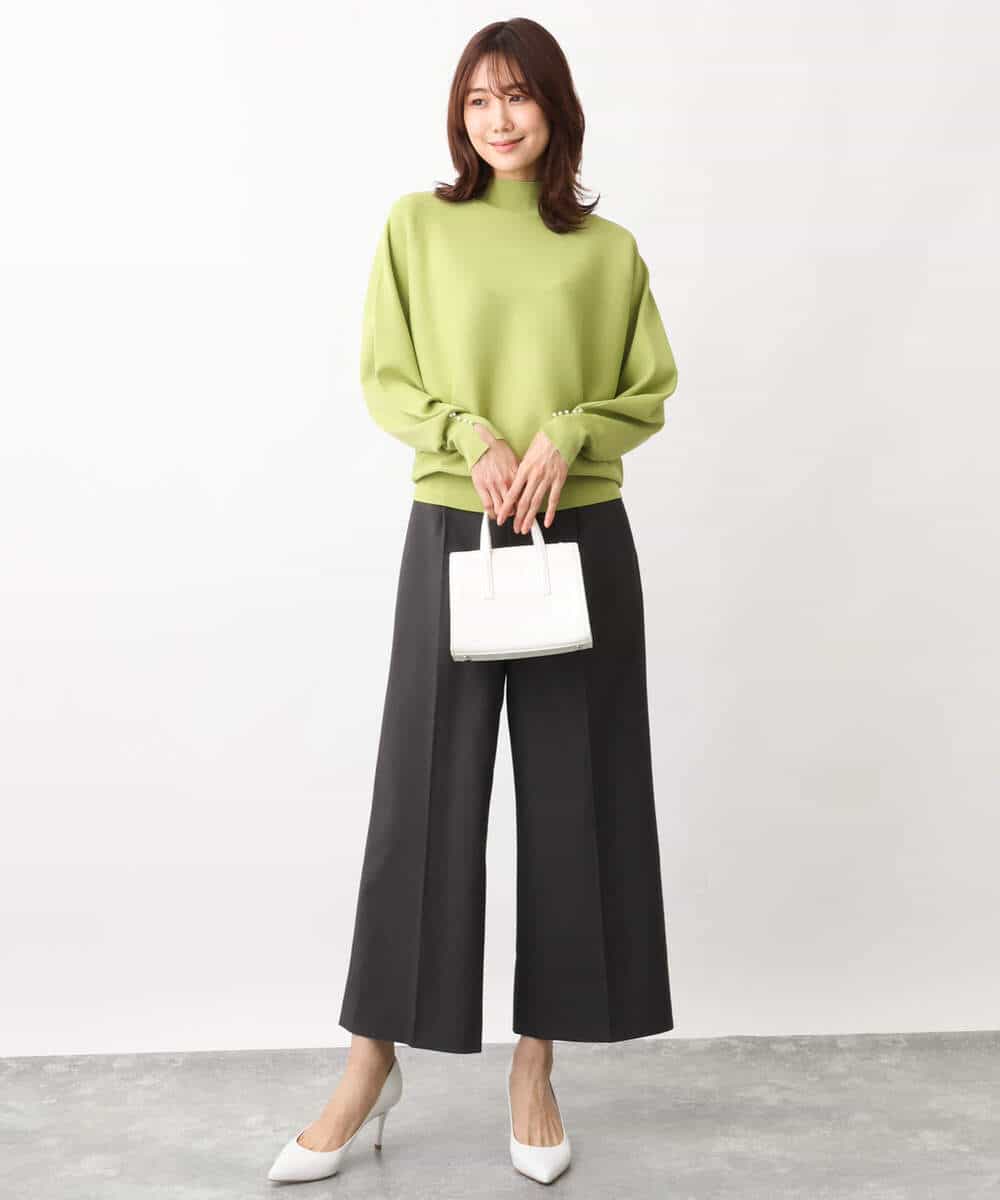 FKLFV14150 MK MICHEL KLEIN(MK ミッシェルクラン) ストレッチワイドクロップドパンツ/洗える ダークグレー