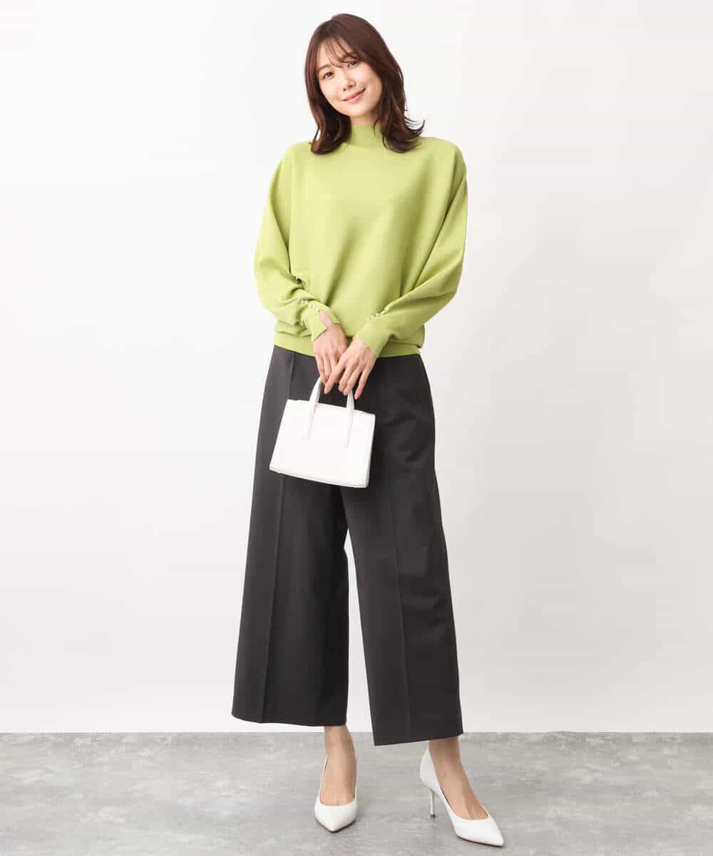 FKLFV14150 MK MICHEL KLEIN(MK ミッシェルクラン) ストレッチワイドクロップドパンツ/洗える ダークグレー