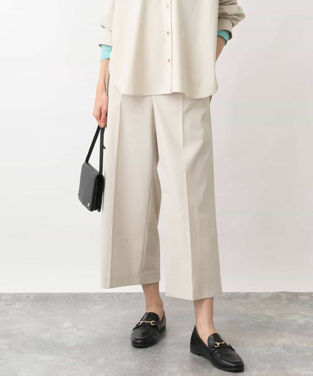 FKLFV14150 MK MICHEL KLEIN(MK ミッシェルクラン) ストレッチワイドクロップドパンツ/洗える ダークグレー