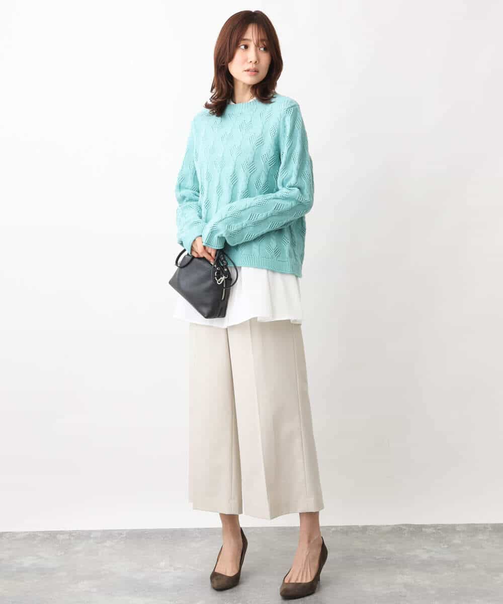 FKLFV14150 MK MICHEL KLEIN(MK ミッシェルクラン) ストレッチワイドクロップドパンツ/洗える ダークグレー