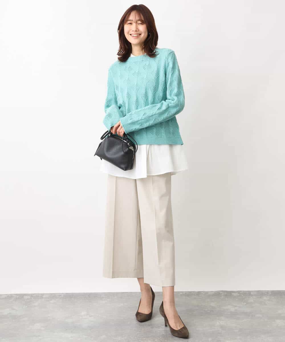FKLFV14150 MK MICHEL KLEIN(MK ミッシェルクラン) ストレッチワイドクロップドパンツ/洗える ダークグレー