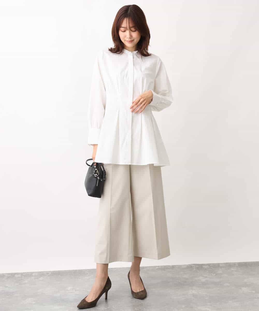 FKLFV14150 MK MICHEL KLEIN(MK ミッシェルクラン) ストレッチワイドクロップドパンツ/洗える ダークグレー