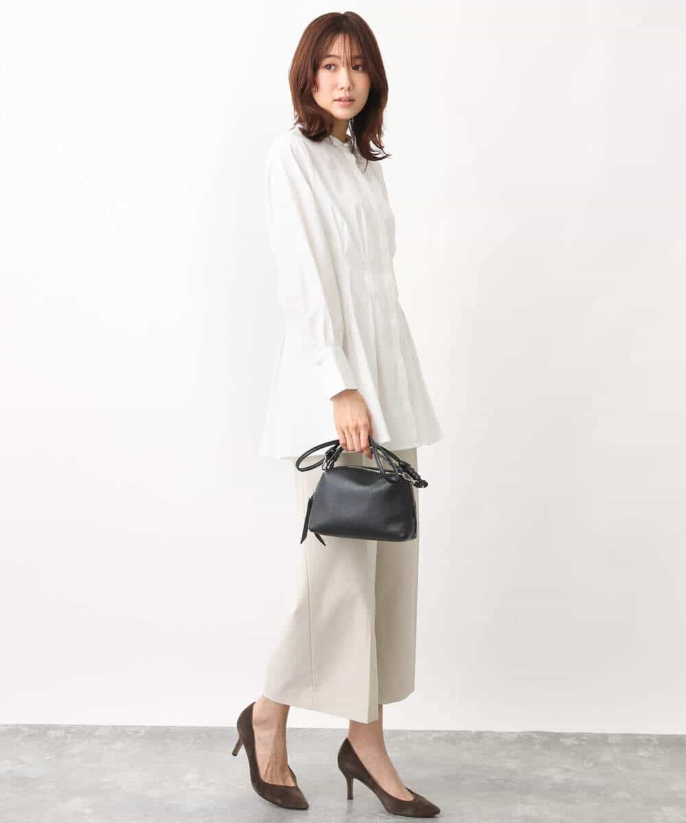 FKLFV14150 MK MICHEL KLEIN(MK ミッシェルクラン) ストレッチワイドクロップドパンツ/洗える ダークグレー