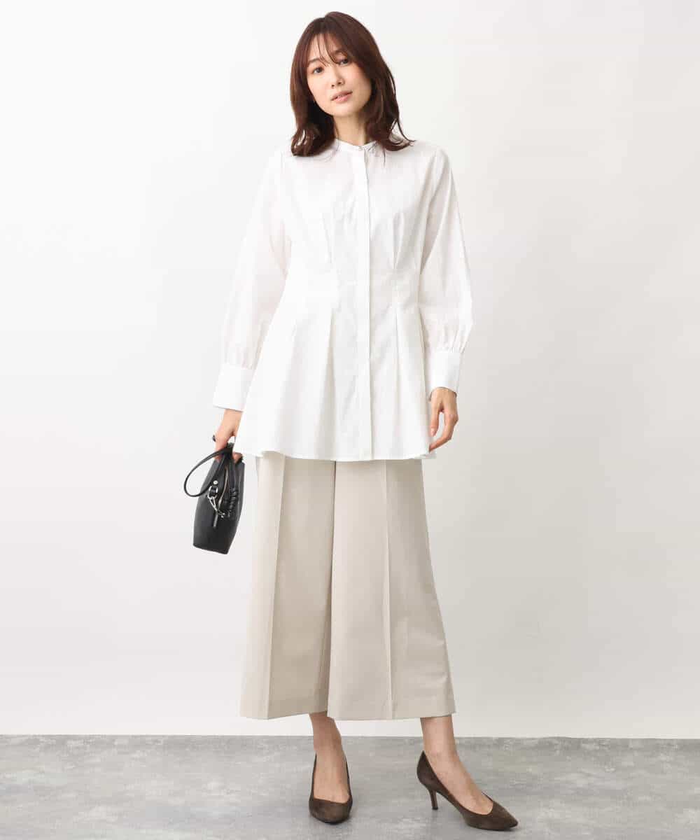 FKLFV14150 MK MICHEL KLEIN(MK ミッシェルクラン) ストレッチワイドクロップドパンツ/洗える ダークグレー