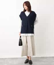 FKLFV14150 MK MICHEL KLEIN(MK ミッシェルクラン) ストレッチワイドクロップドパンツ/洗える ダークグレー