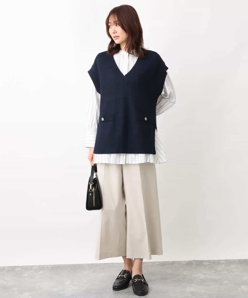 FKLFV14150 MK MICHEL KLEIN(MK ミッシェルクラン) ストレッチワイドクロップドパンツ/洗える ダークグレー