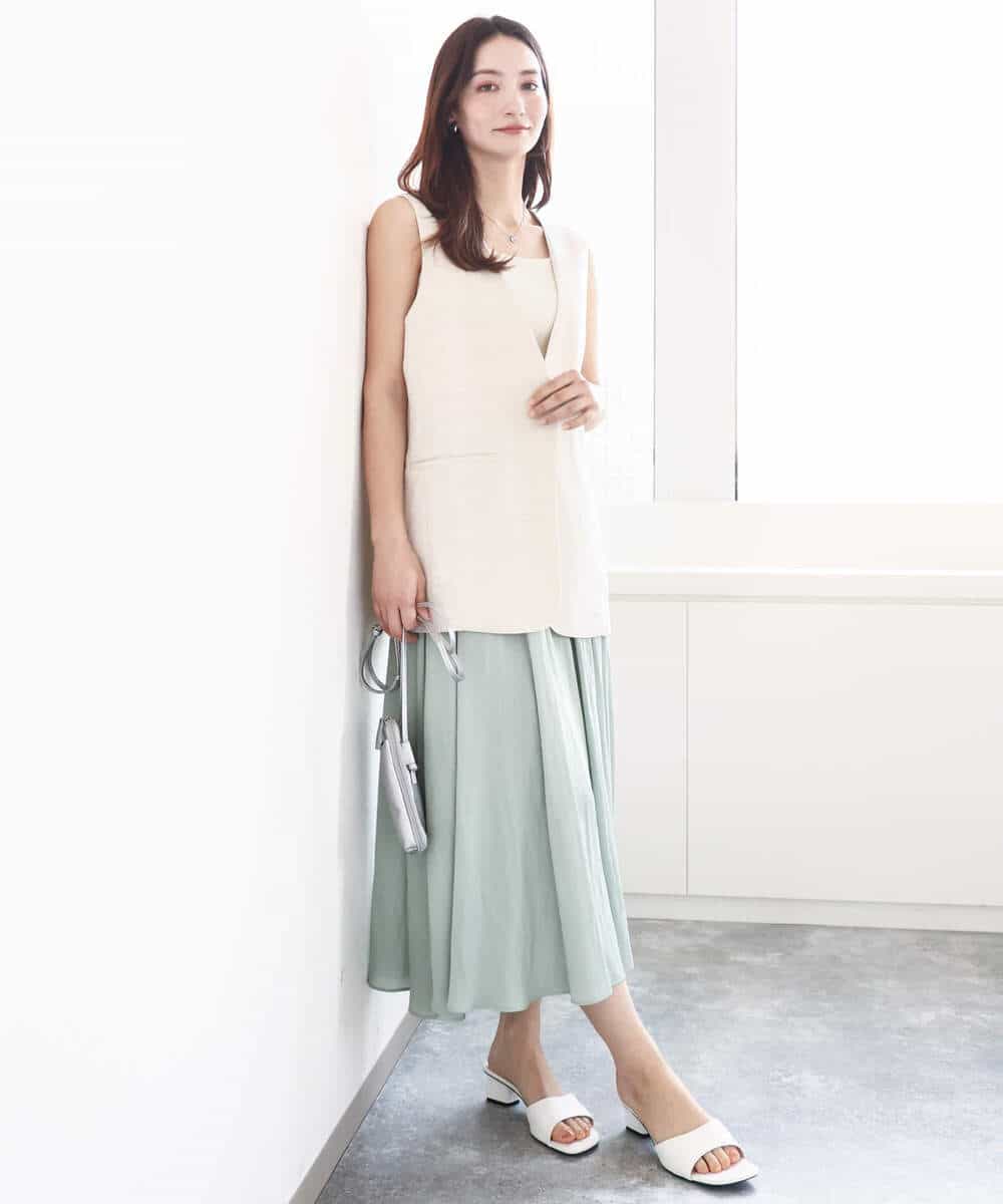 FKLGA03150 MK MICHEL KLEIN(MK ミッシェルクラン) サテンガウチョパンツ/接触冷感/洗える ネイビー