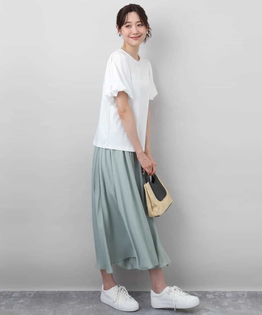 FKLGA03150 MK MICHEL KLEIN(MK ミッシェルクラン) サテンガウチョパンツ/接触冷感/洗える ネイビー