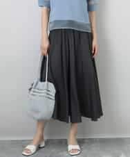 FKLGA03150 MK MICHEL KLEIN(MK ミッシェルクラン) サテンガウチョパンツ/接触冷感/洗える ダークグレー