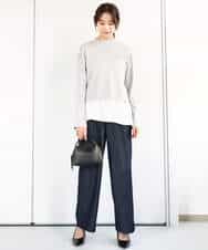 FKLGA30160 MK MICHEL KLEIN(MK ミッシェルクラン) デニムライクワイドパンツ/洗える ネイビー