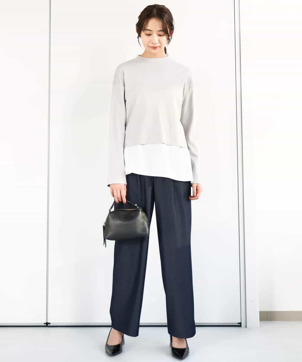 FKLGA30160 MK MICHEL KLEIN(MK ミッシェルクラン) デニムライクワイドパンツ/洗える ネイビー