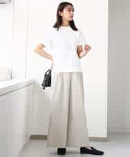 FKLGA36170 MK MICHEL KLEIN(MK ミッシェルクラン) ストレッチツイル プルオンワイドパンツ/洗える ベージュ