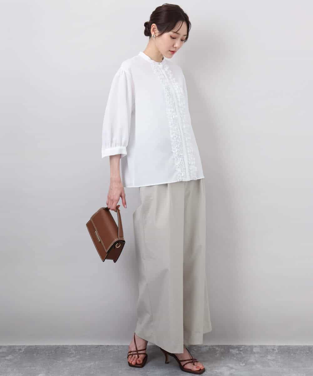 FKLGA36170 MK MICHEL KLEIN(MK ミッシェルクラン) ストレッチツイル プルオンワイドパンツ/洗える ベージュ