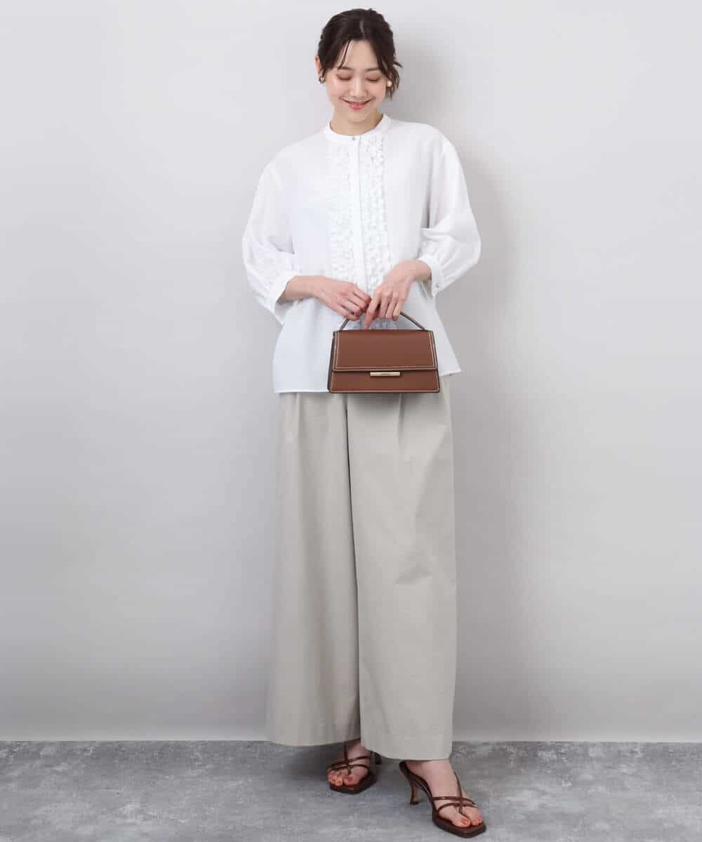 FKLGA36170 MK MICHEL KLEIN(MK ミッシェルクラン) ストレッチツイル プルオンワイドパンツ/洗える ベージュ