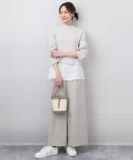 FKLGA36170 MK MICHEL KLEIN(MK ミッシェルクラン) ストレッチツイル プルオンワイドパンツ/洗える ベージュ